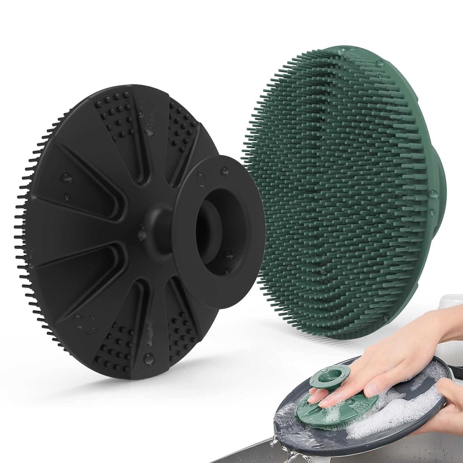BEAUTAIL Silicone Dish Scrubber – Non-Scratch Kitchen Sponge, Gray