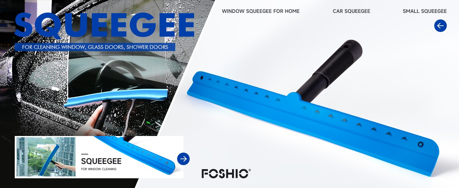 15 inch Blue Windshield Squeegees, All-Purpose Streak-Silicone Squeegee for