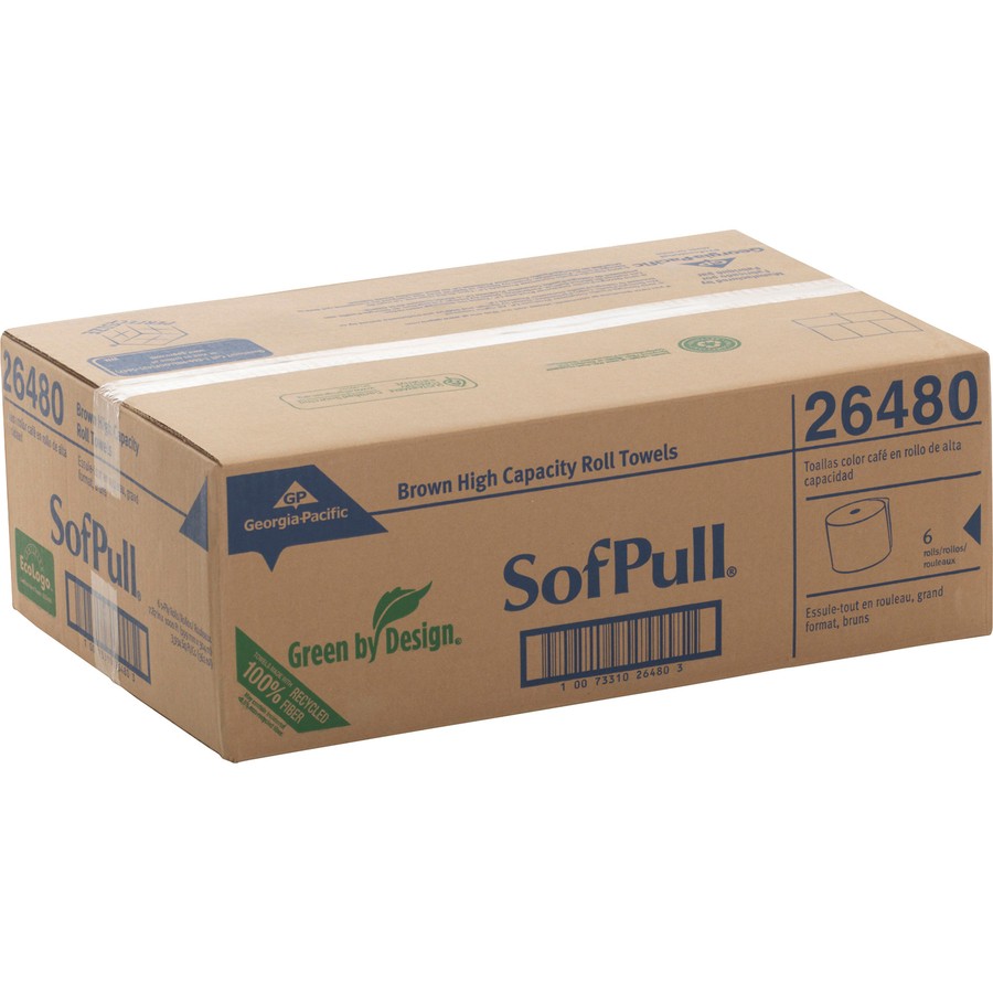 Georgia Pacific GEP26480 Sofpull Hardwound Roll Towel 1 Ply Brown 1000ft