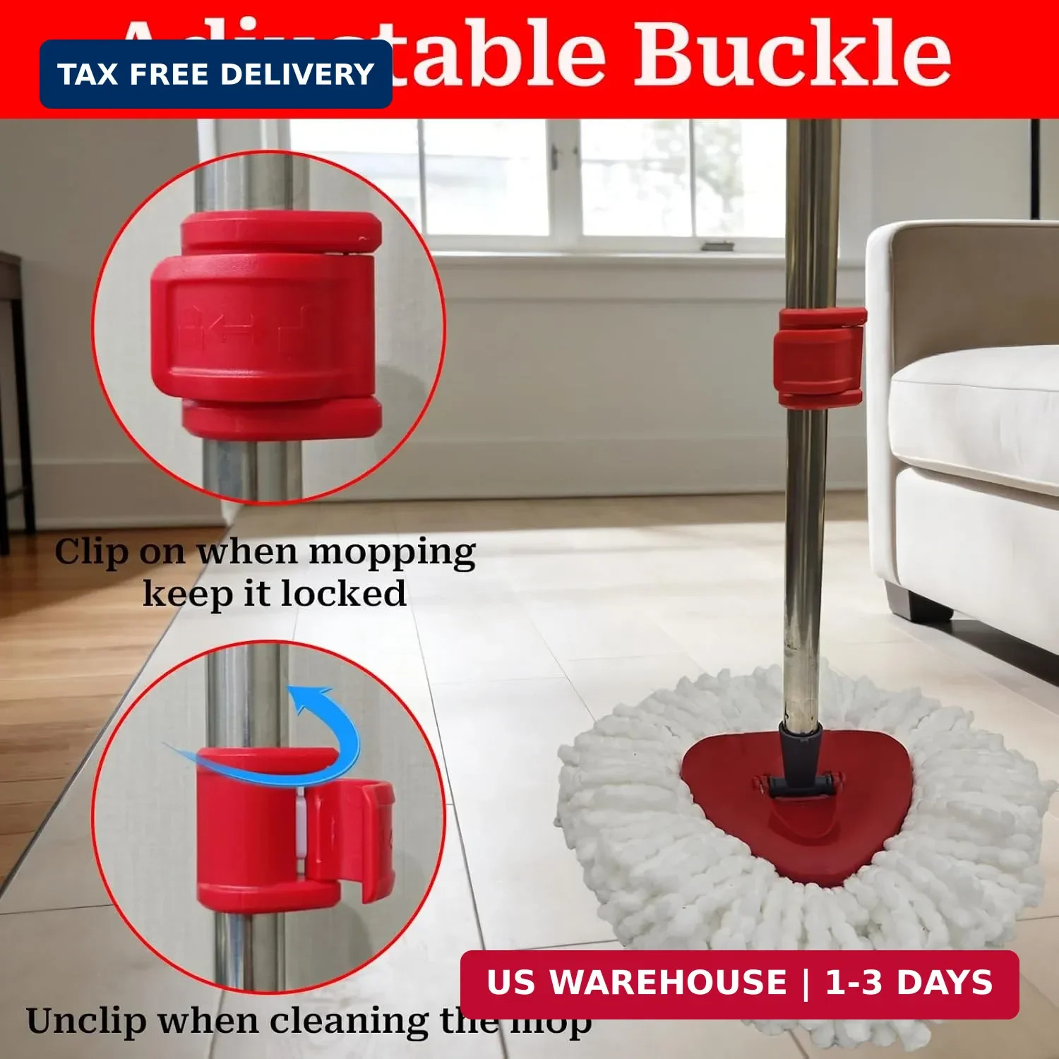 Spin Mop Handle Replacement for Ocedar, Heavy Duty Hand Press Mop Stick Replacem