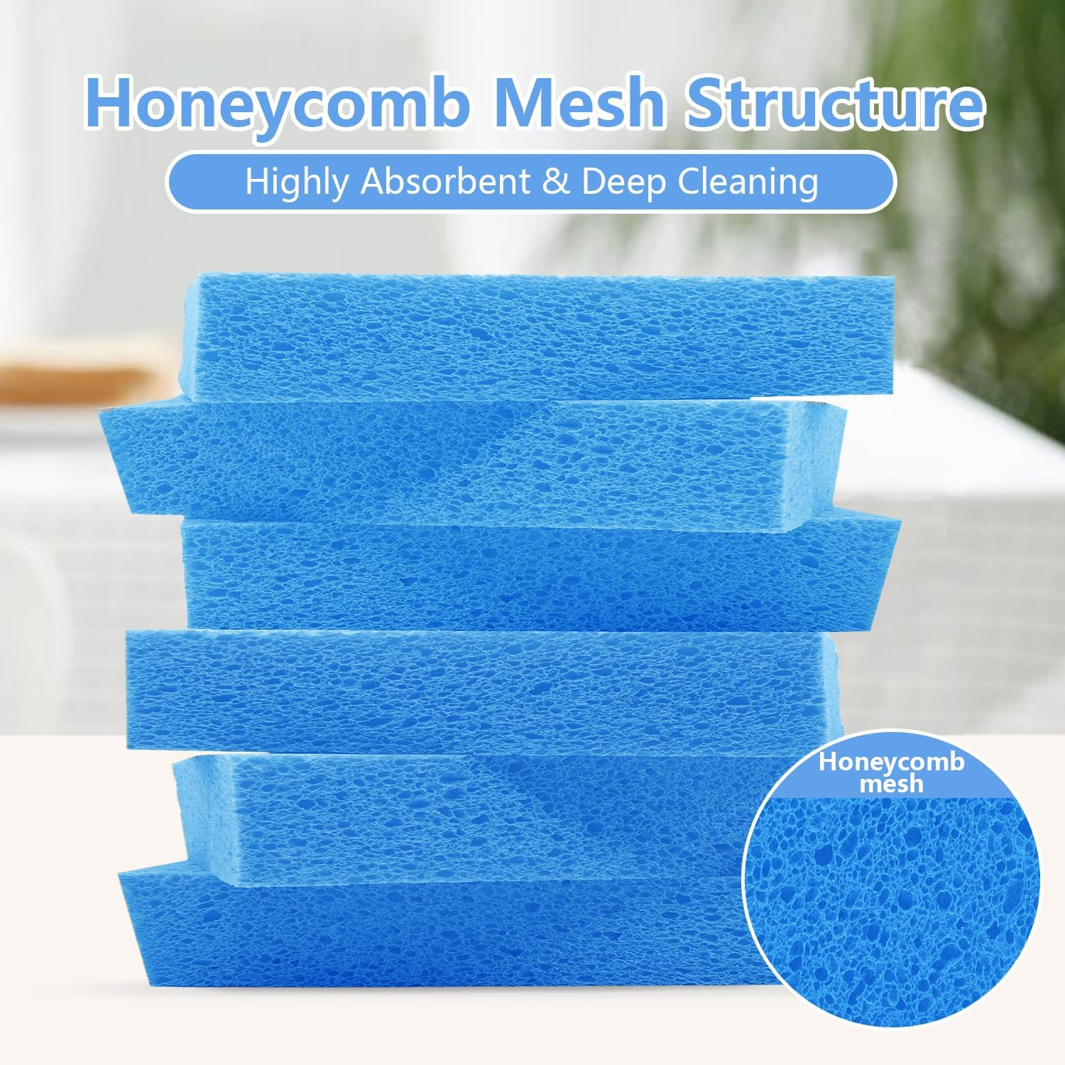 Cellulose Sponges, Large Size 4″ X 6″ X 1″ – Heavy Duty Scrub Kitchen Sponge, Cl