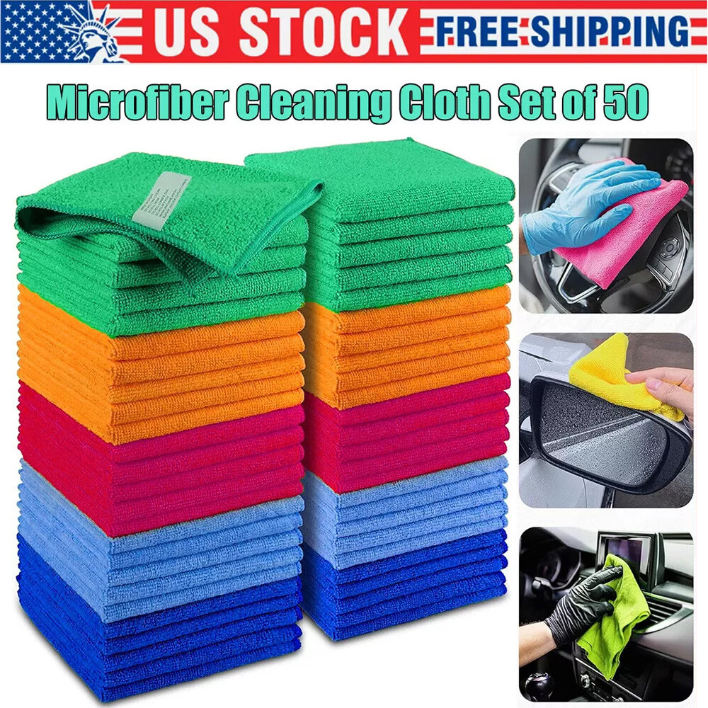 Microfiber Cleaning Cloth Towel Rag Car Polishing No Scratch Detailing Set of 50