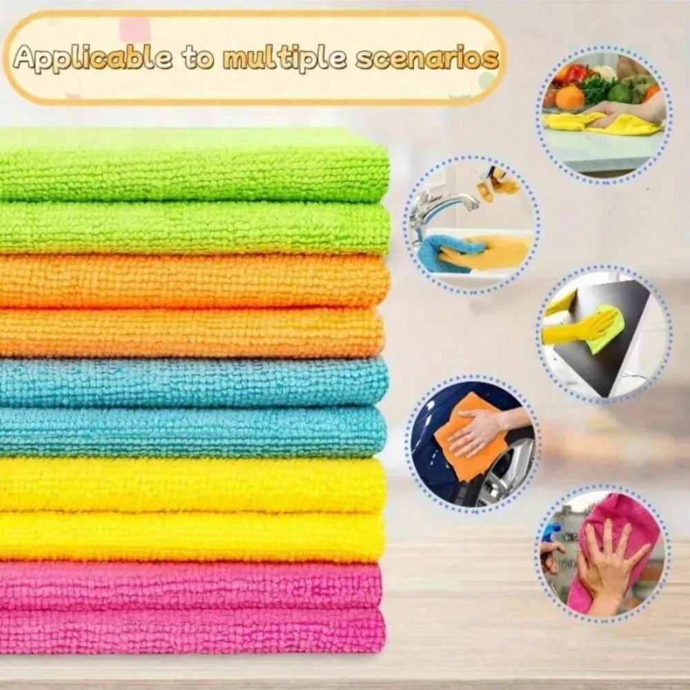 1/3/5/10Pcs Microfiber Cleaning Cloth Set Multi-colors