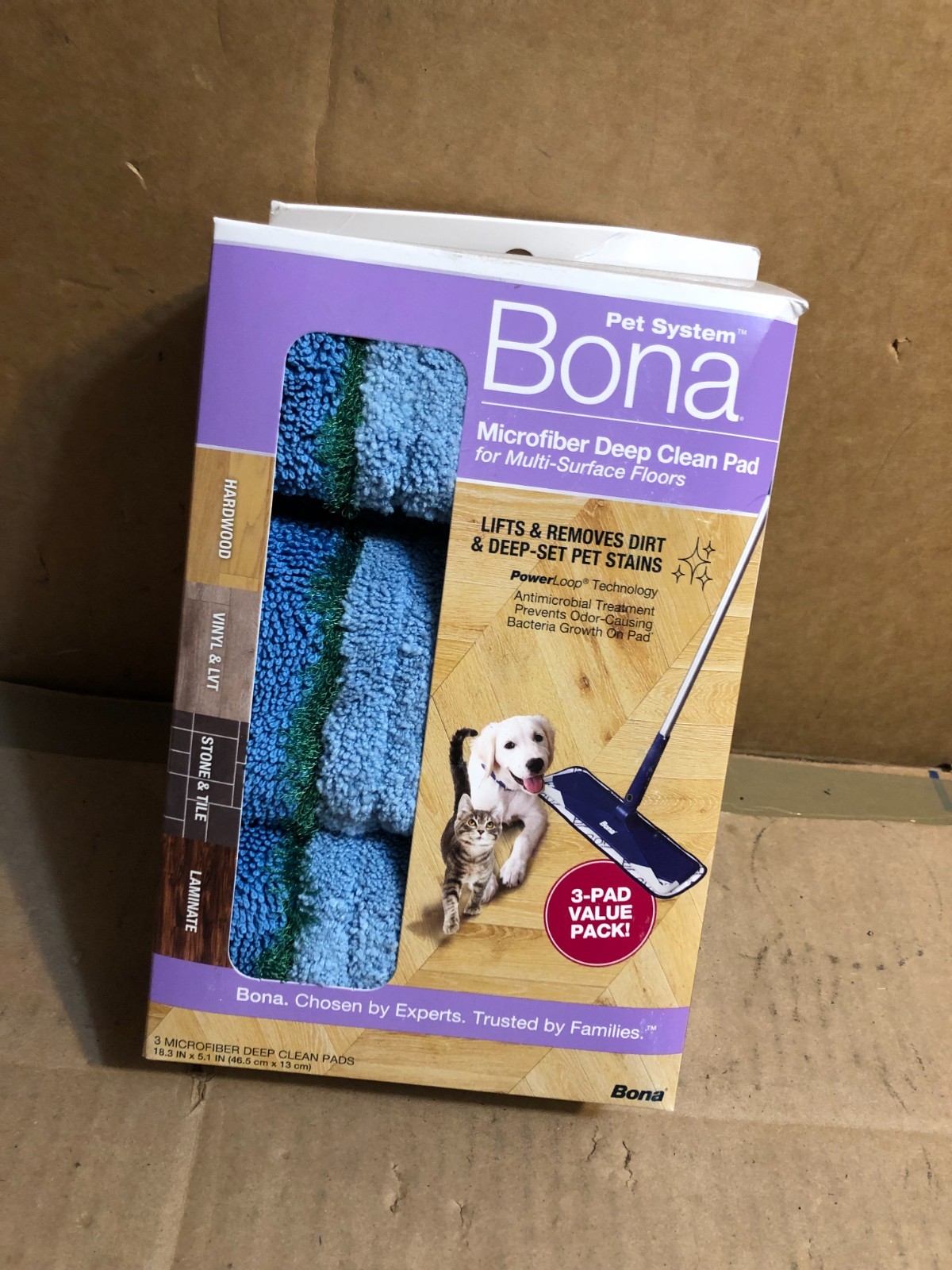 Lot Of 12 BONA Microfiber Cleaning Pad Multi-Surface Floors Reusable Washable