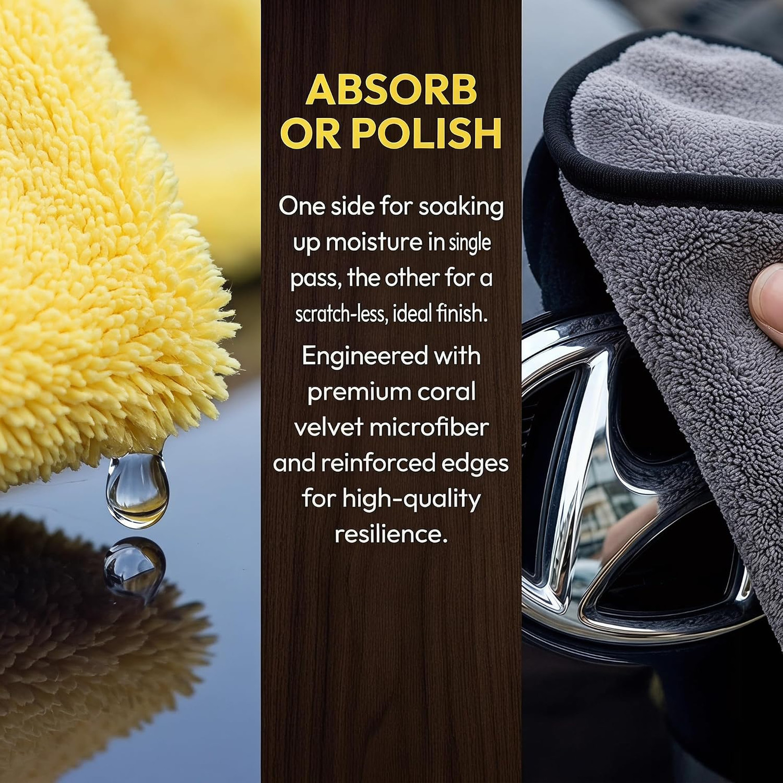 Microfiber Car Towels 11.8×15.7 Inches Coral Velvet Absorbent Drying Cloths (10