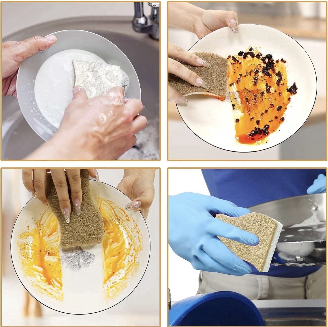 Natural Kitchen Sponges, Biodegradable & Compostable | Non-Scratch Cellulose