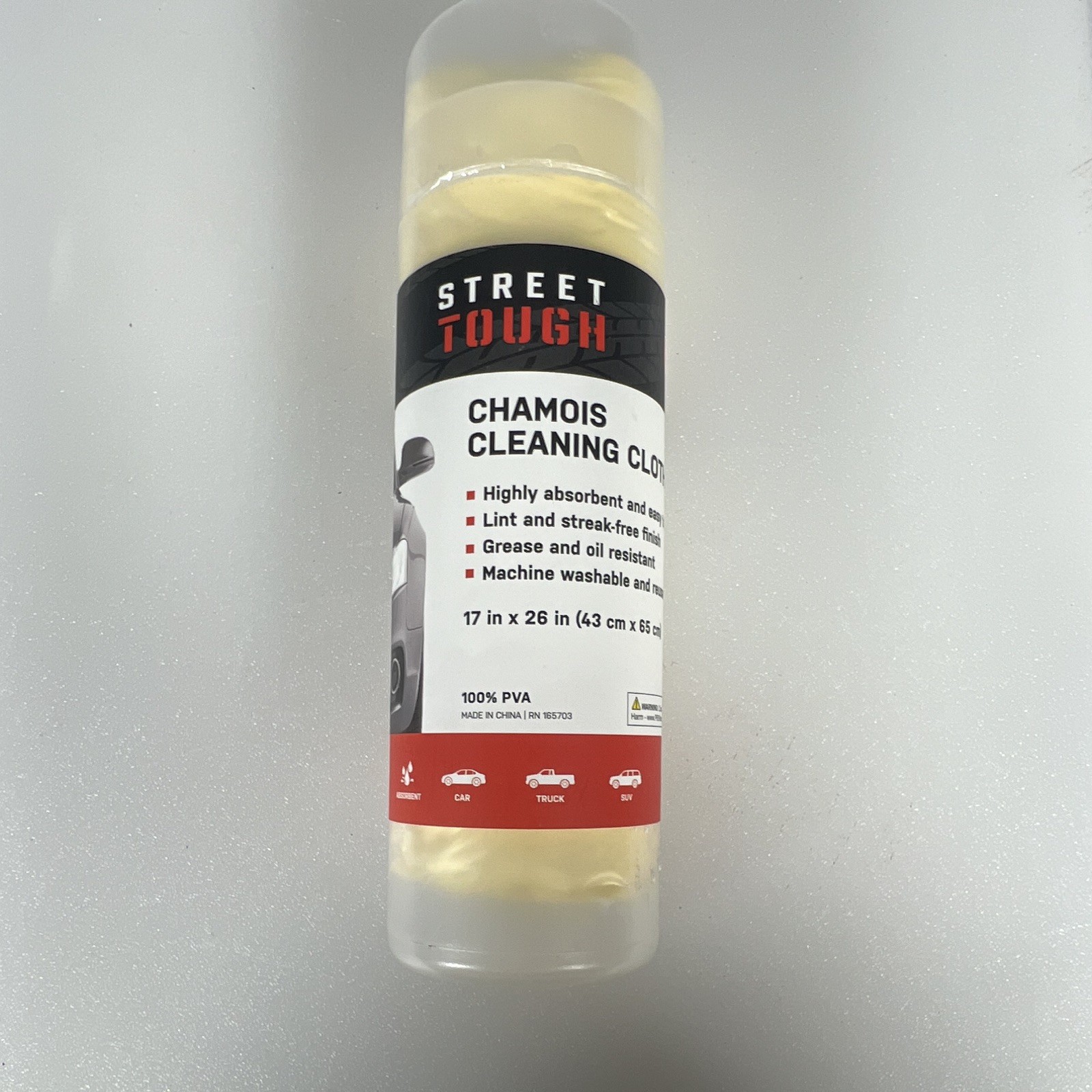 Street Tough Auto Chamois Cloth Highly Absorbent Lint Free Yellow PVA 26×17″
