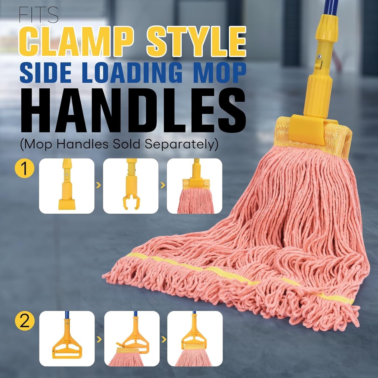 Efficient 5-Inch Wide Mop Head – 24 oz Cotton Blend Mop for Heavy-Duty Cleaning