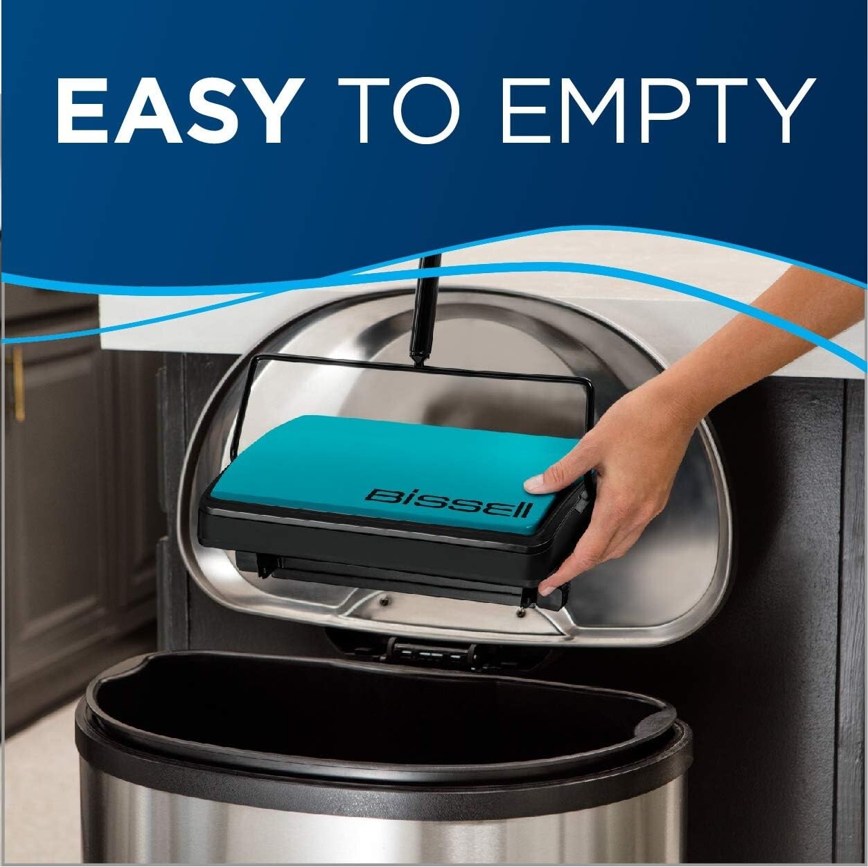 Easy Sweep Compact Carpet & Floor Sweeper, Manual Operation, Teal, 2484A