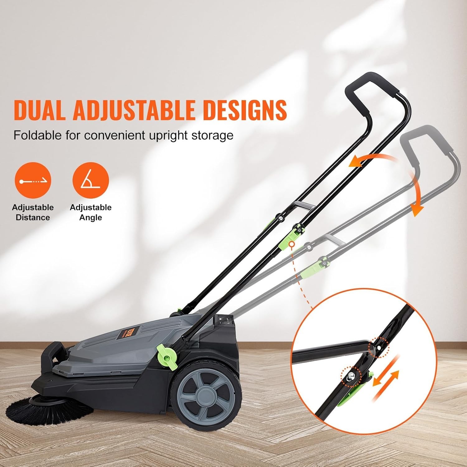 Walk-Behind Hand Push Floor Sweeper 25 6 Inch Sweeping Width Manual Non Electric