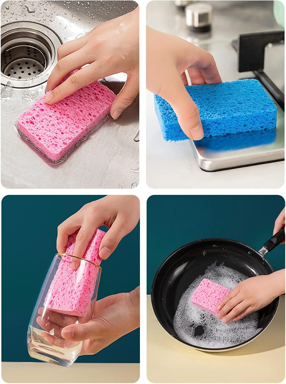 **12 Pack Natural Cellulose Kitchen Sponges Non Scratch Cleaning Compostable Scr