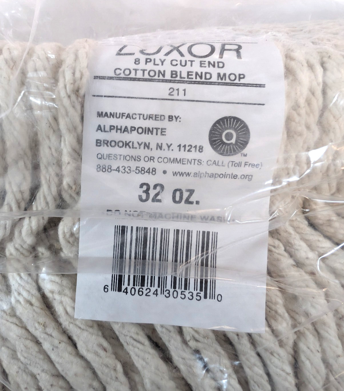 Luxor 32 oz Cotton blend Wet Mop 8 PLy Cut End, Lot Of 3
