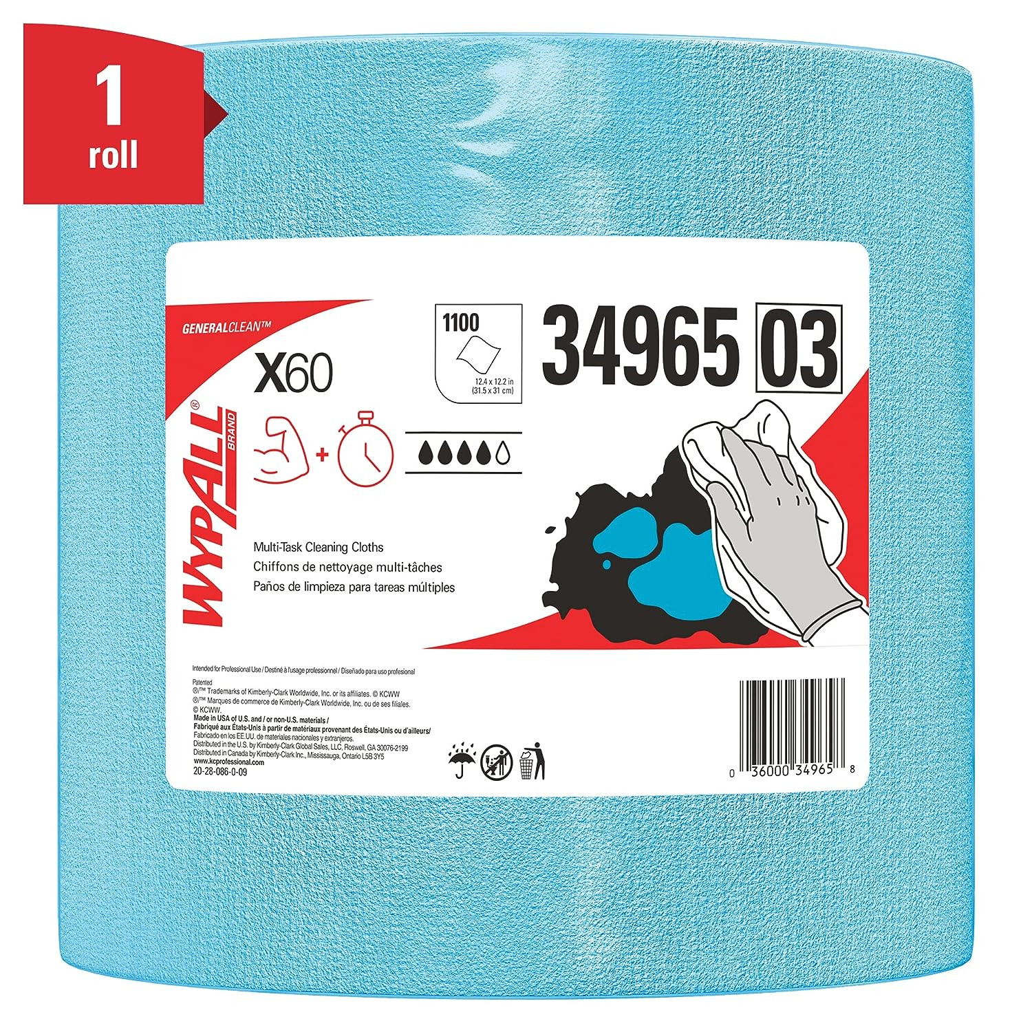 Generalclean X60 Cloths Multi-Task Cleaning Wipes, Jumbo (34965), Strong and Abs