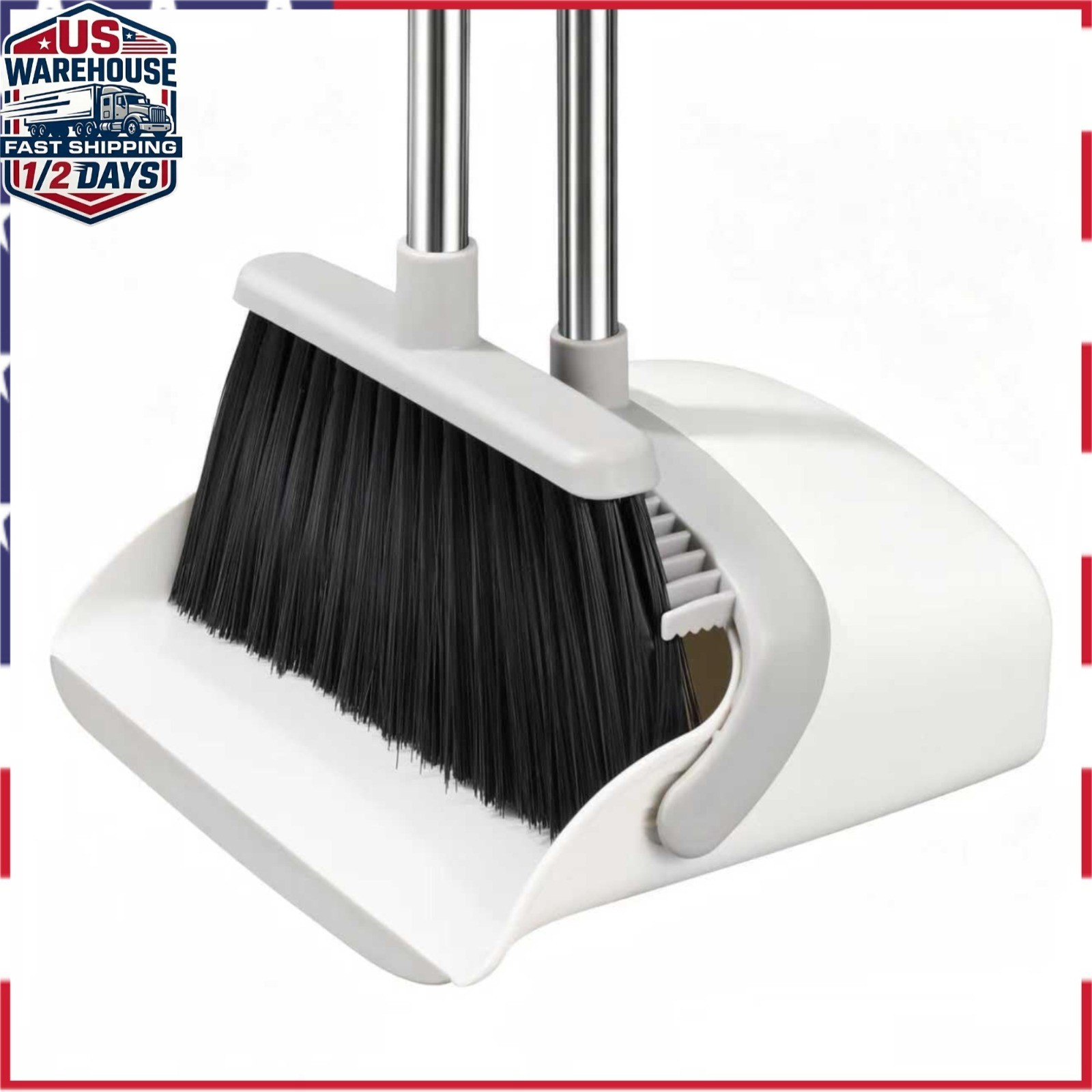OPTTIDI Broom and Dustpan Combo Set for Indoor Outdoor Cleaning