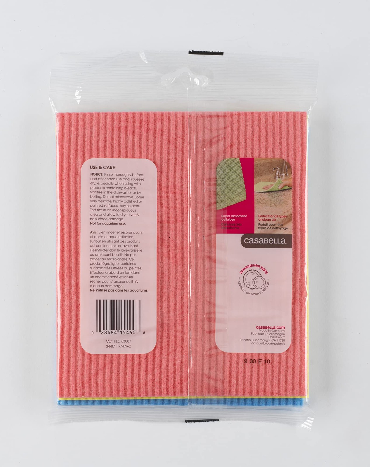 Casabella Cellulose Sponge Cloth, 3-Pack, assorted colors