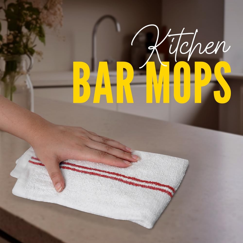 Terry Bar Mop Towels (Value Pack of 60) Size 16″x19″ – Absorbent and Durable,…