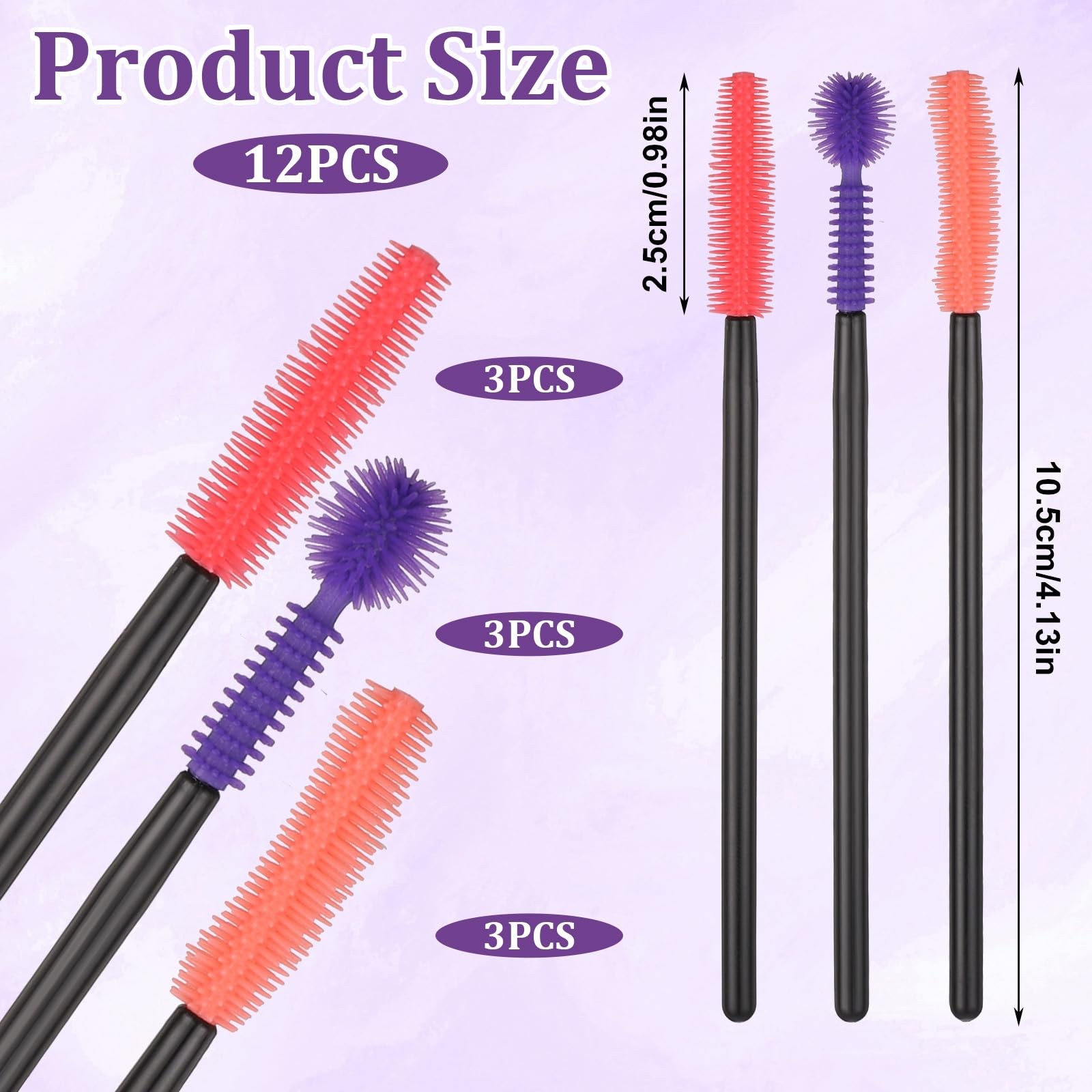 12 Pcs Silicone Nook and Cranny Brush Crevice Cleaning Orange, Purple, Red