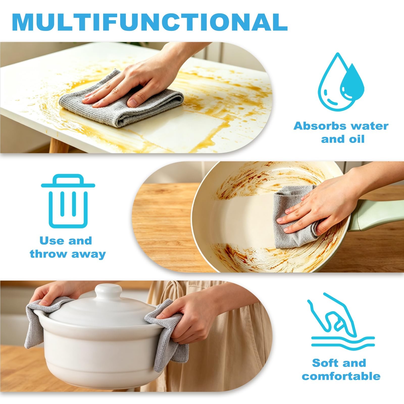 55 Pack Microfiber Cleaning Cloth Roll, Tear Away Reusable Paper Towels, 11″ …
