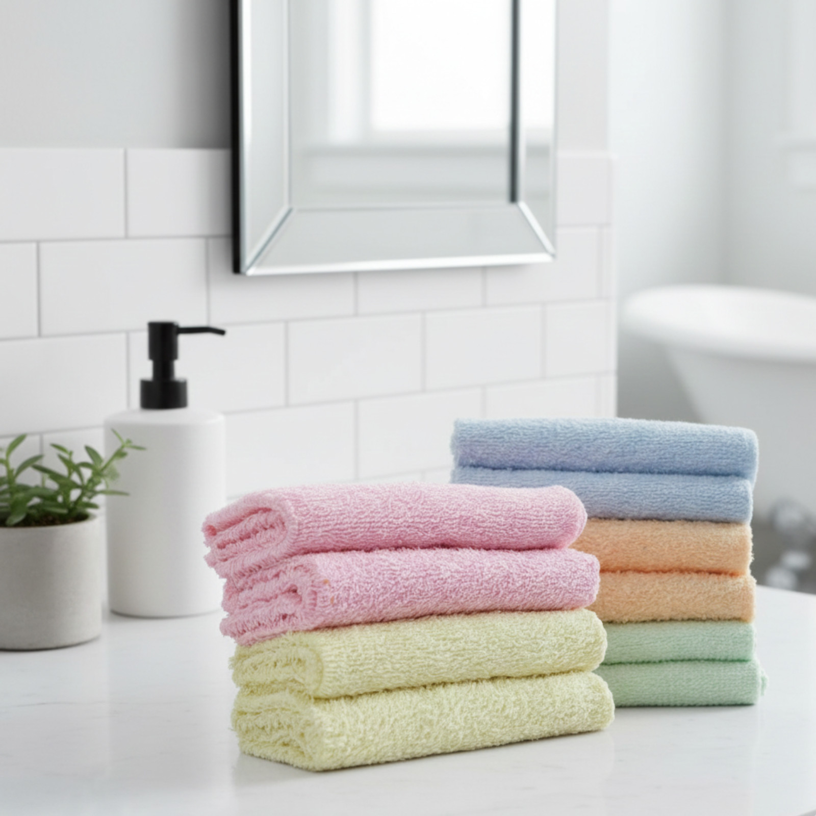 10 Pack 12×12 Cotton Washcloths High Absorbency Soft Terry Fabric | Cottonburg