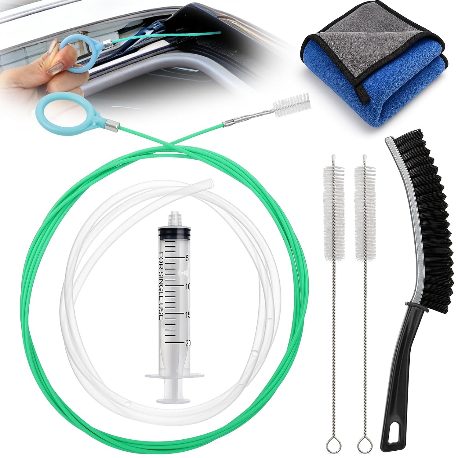 Car Sunroof Drain Cleaning Tool Kit, Multicolor, 7 Pc, 118in Flexible Auto
