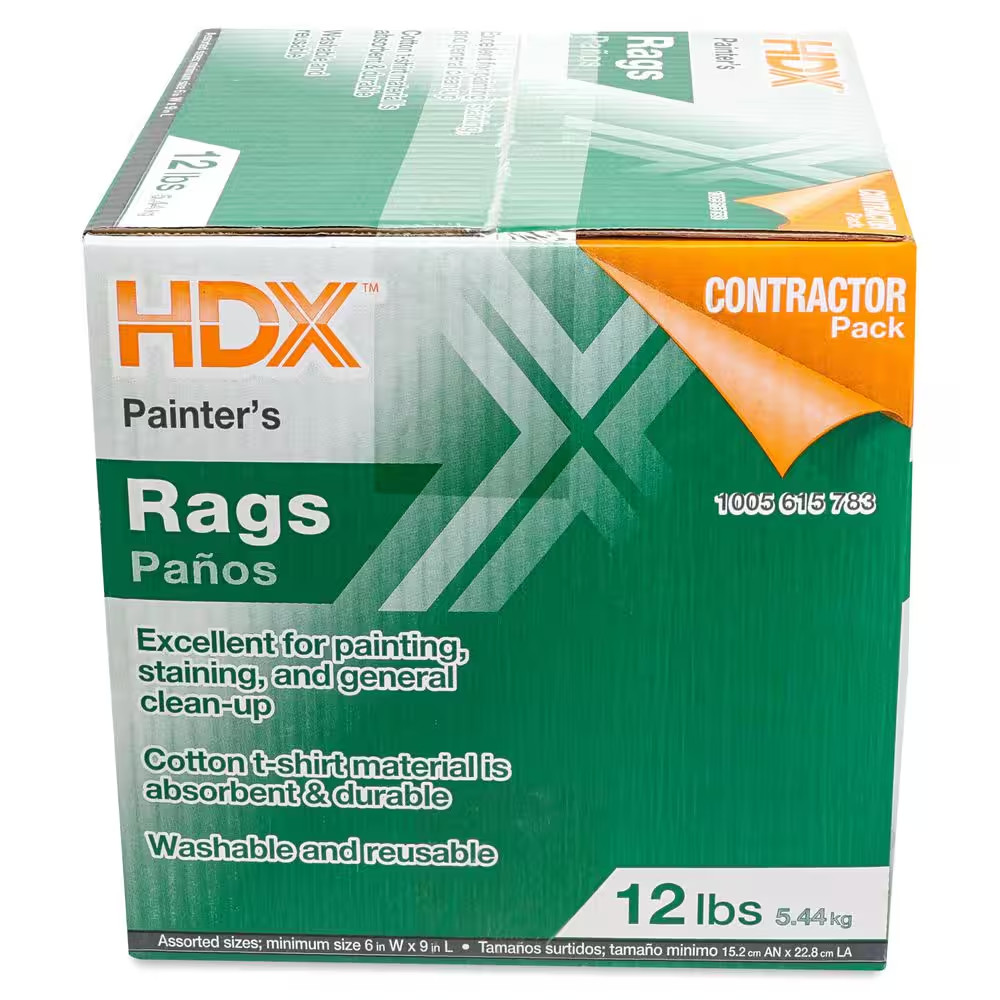 Painters Rags 12 lb Box White Absorbent Low Lint Multi Purpose Cleaning Cloths