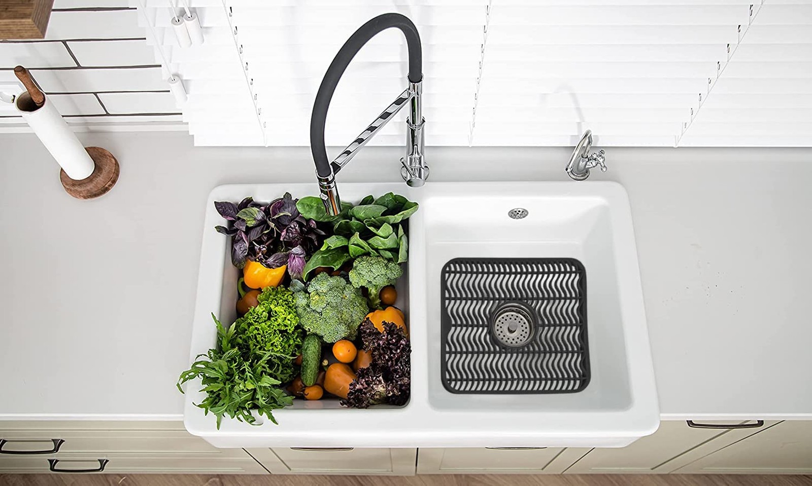 DecorRack 2 Sink Protectors for Kitchen Sink, Plastic 12″ x 11″ Dish Rack, Pr…