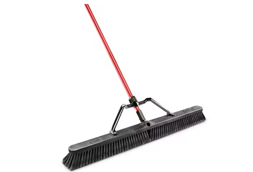 Push Broom Set 36 In. Smooth Surface with Brace & Steel Grip Handle Heavy duty