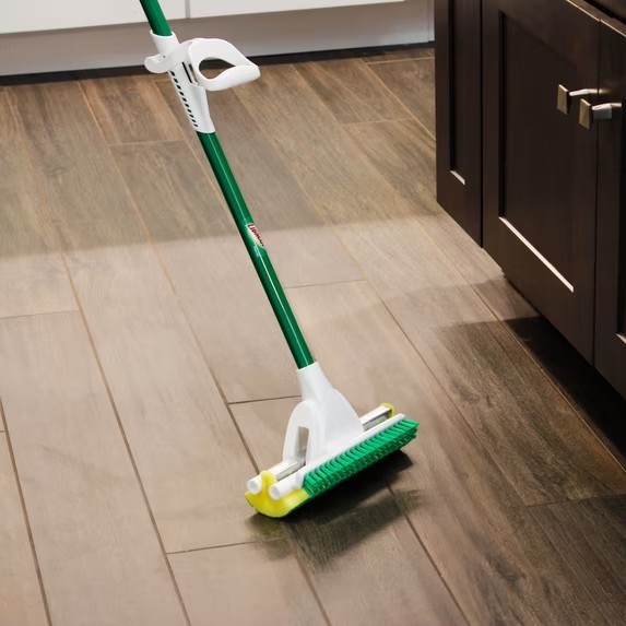 Nitty Gritty Roller Sponge Mop with Scrub Brush Green Steel Handle