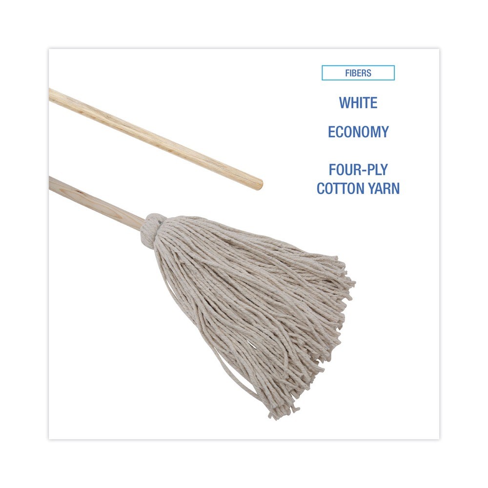 Boardwalk 124C 24 oz. Cotton Fiber Head Deck Mop w/ 54″ Wooden Handle (6/PK) New