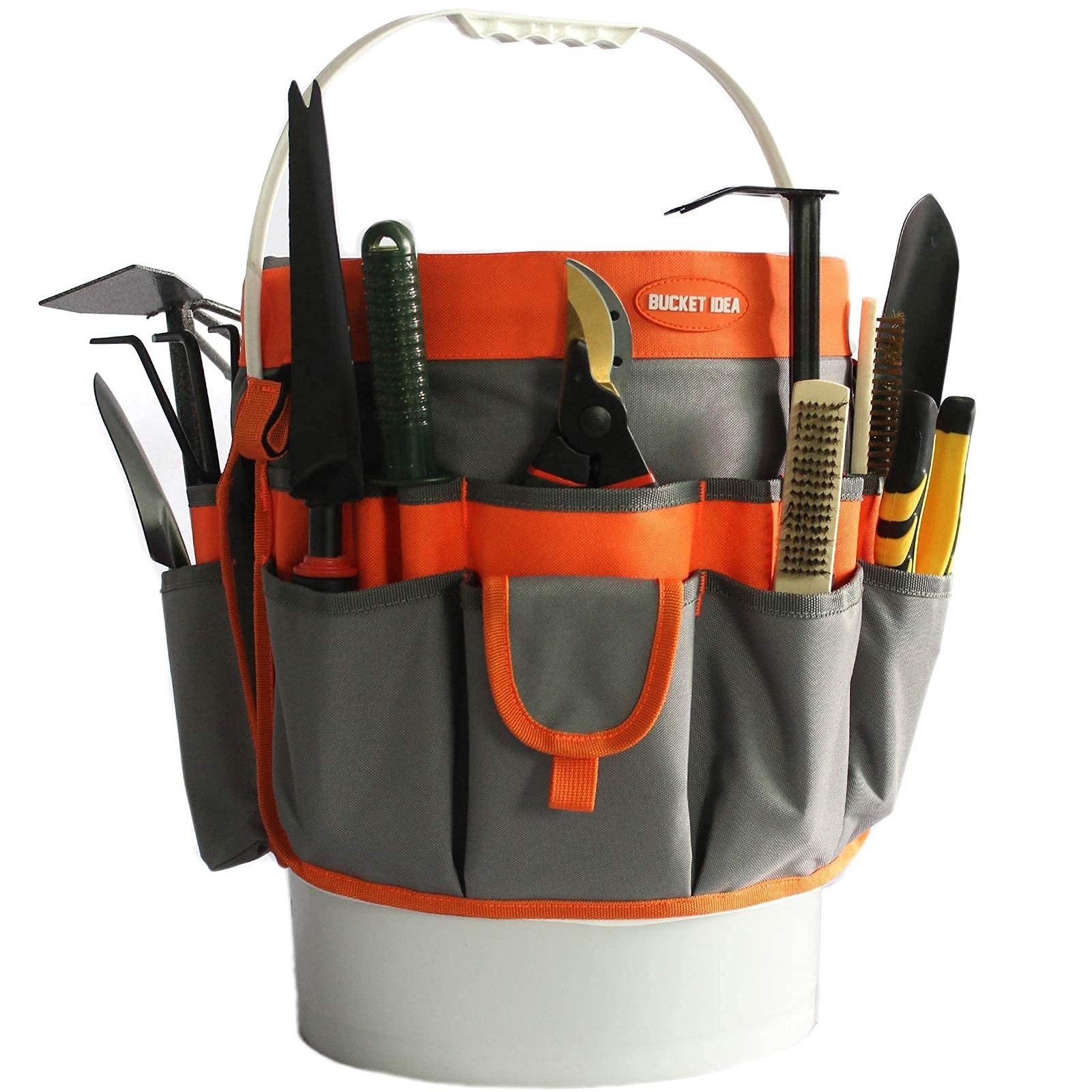 MELOTOUGH Bucket Idea Tool Organizer With 35 Pockets Fits to Orange