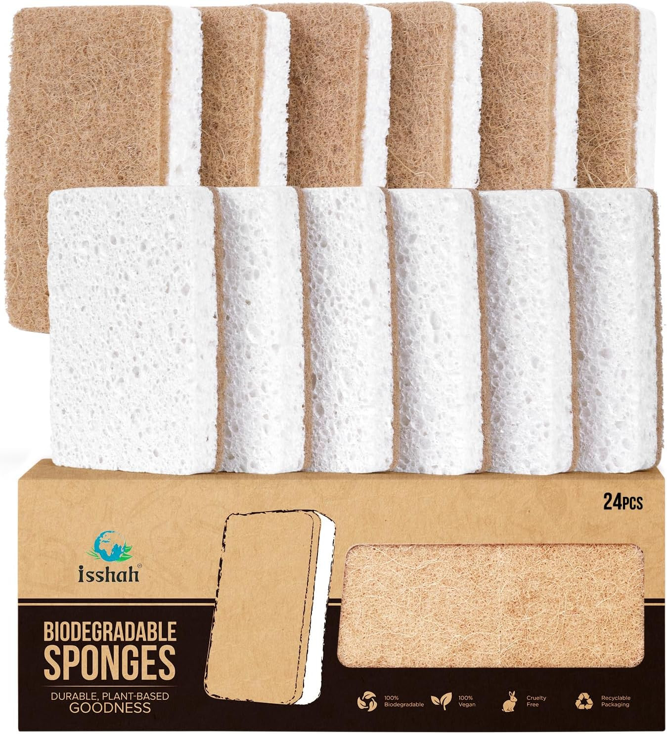 Plant-Based Kitchen Sponges – Natural, Eco-Friendly, Biodegradable Sisal Hemp Sp