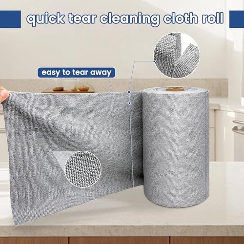 75 Pack Microfiber Cleaning Cloth Roll,Reusable Washable Ultra Tear Away