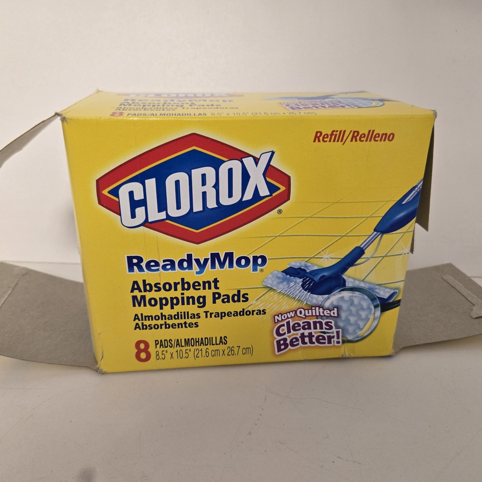 Clorox Ready Mop Absorbent Quilted Cleaning Pads 8.5 x 10.5 inches 4 Pads Open