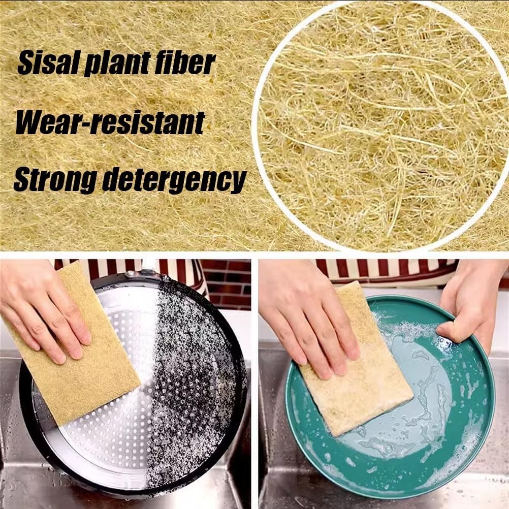 Natural Scouring Pads 10 Pack- Dish Scrubber Non-Scratch Sisal Cleaning Scrub