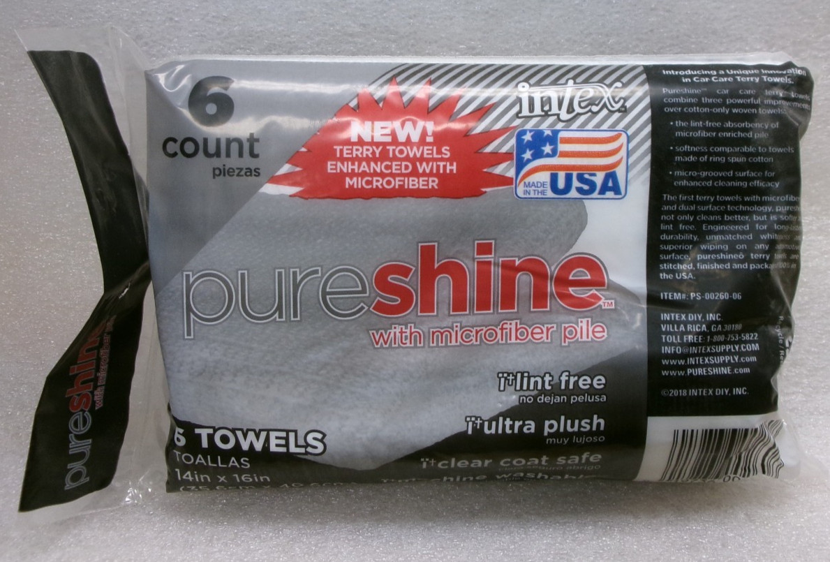INTEX PURESHINE MICROFIBER TERRY TOWELS 6 PACK 14 x 16″ inches NEW #578A