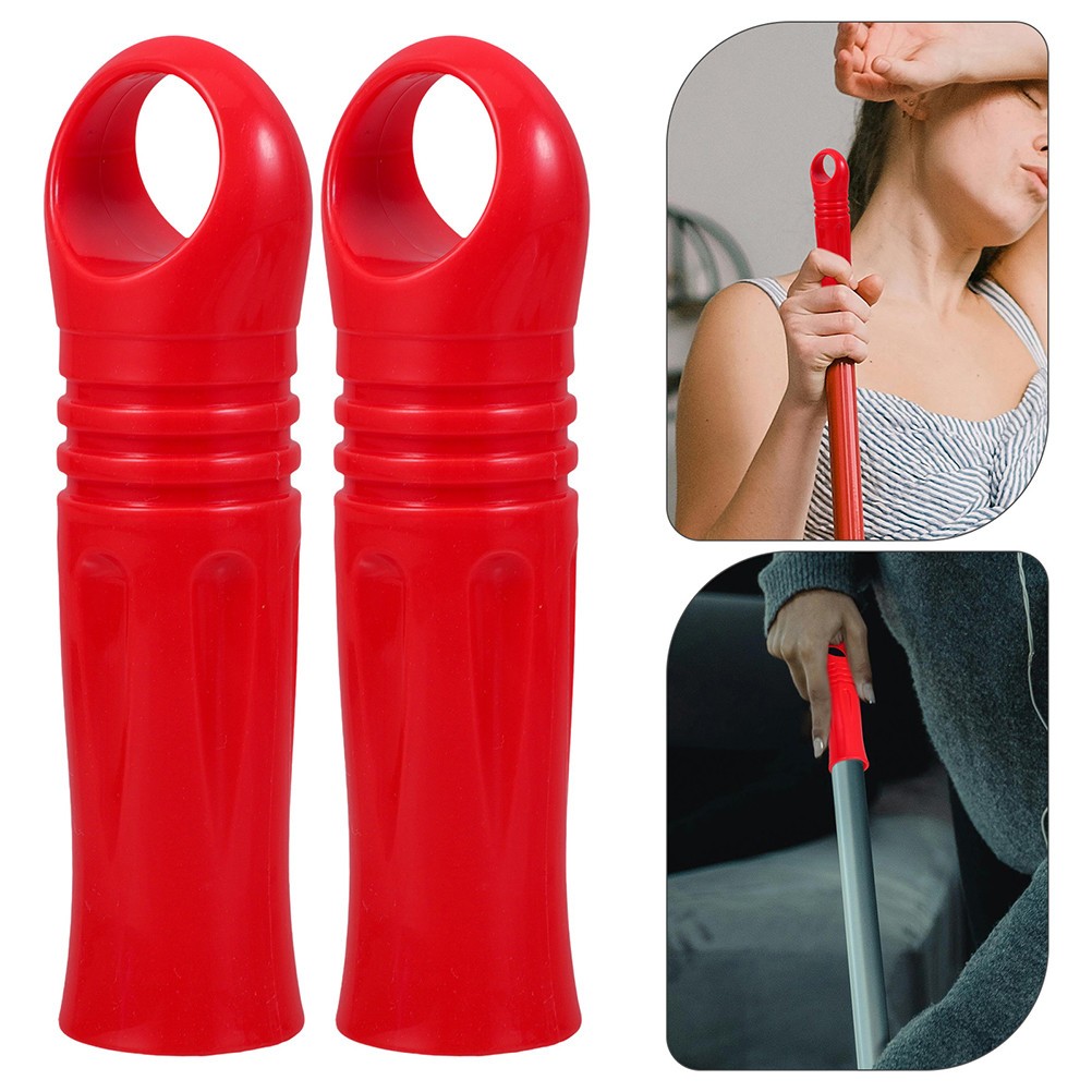 10Pcs Plastic Mop Handle Replacement Grip Red Durable Sleeve Caps