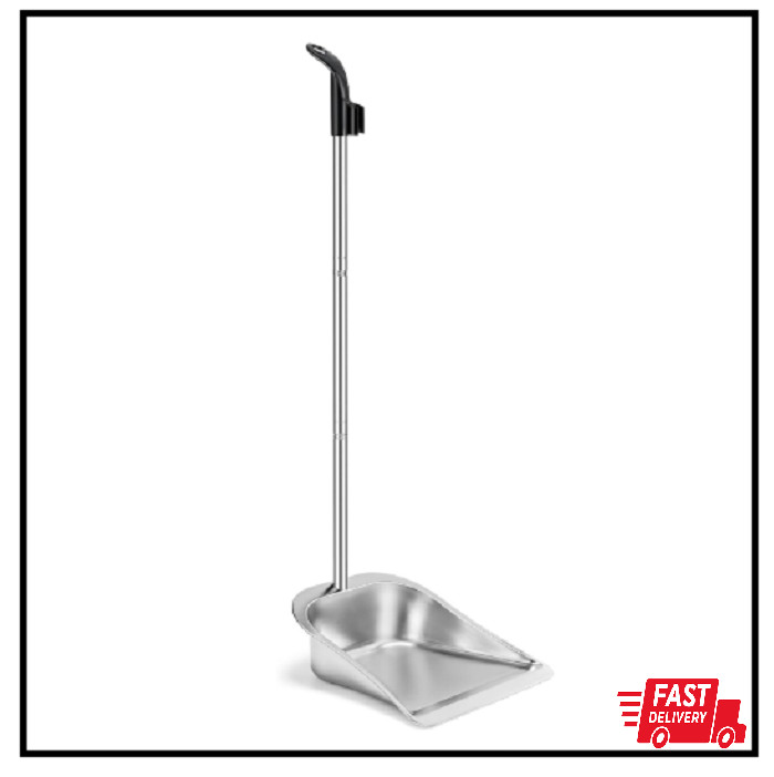 Dust Pans with Long Handle – 35”Heavy Duty Metal Upright Stand up Dustpan – Long