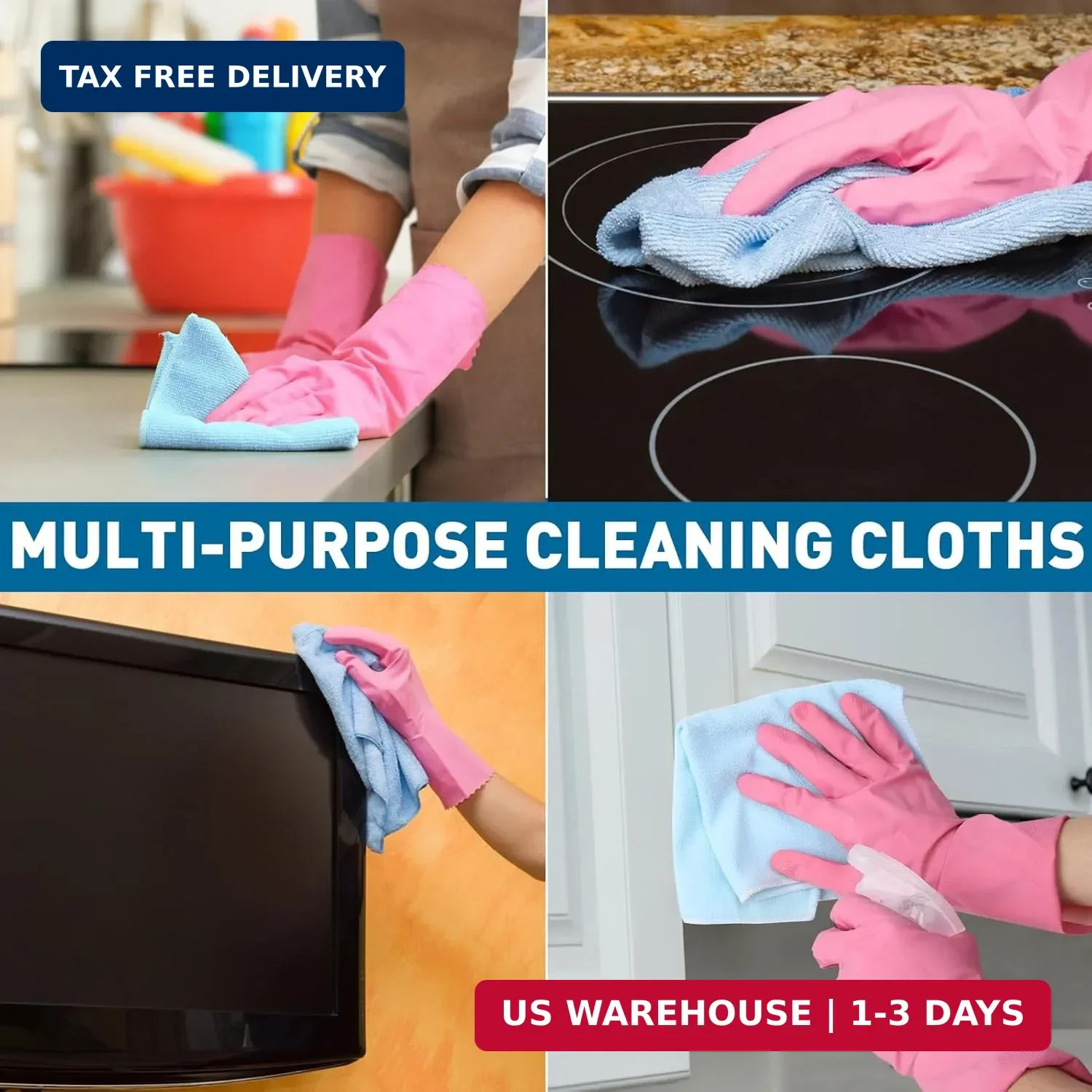 TEAWOO Microfiber Cleaning Cloths-50 Pack, Microfiber Towels Bulk, Towels for Ca