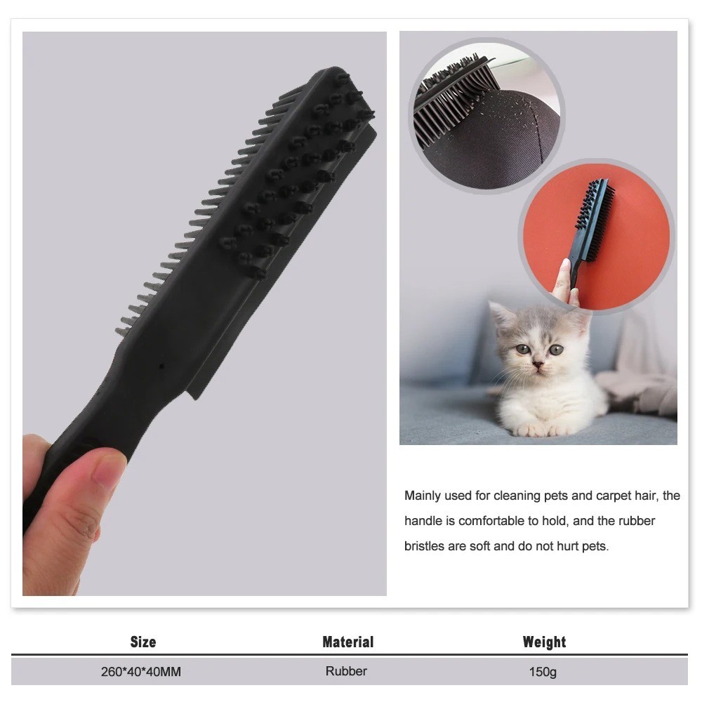 Rubber Bristle Hand Brush With Squeegee – Scrub Sweep & Clean Lint -RANDOM COLOR