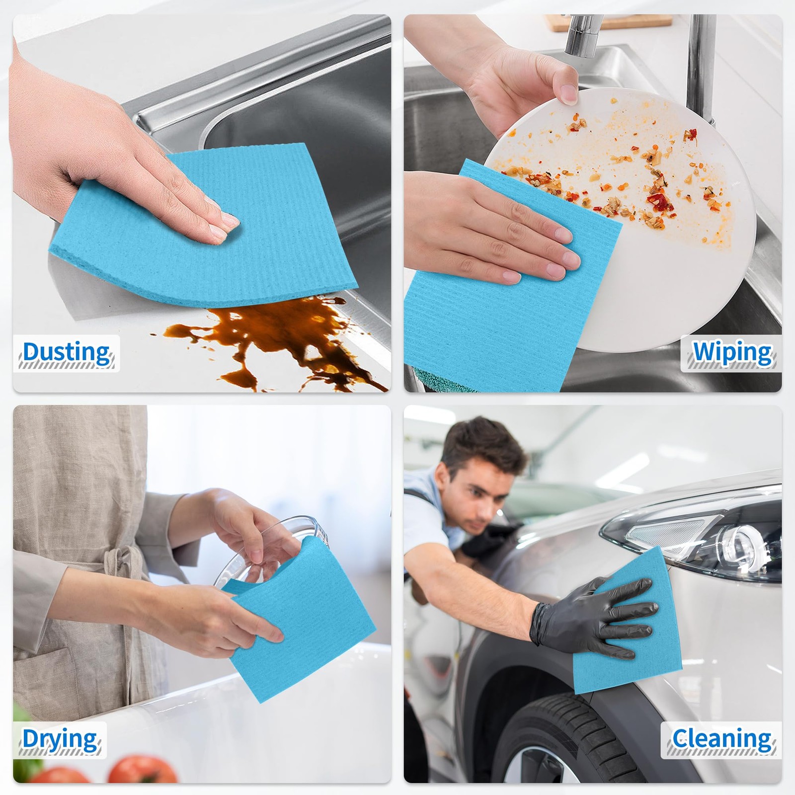 Swedish Dishcloths, 18 Pack Kitchen Towels Dish Rags, Absorbent Swedish Dish …