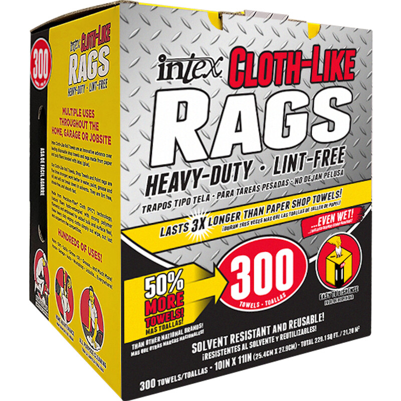 Intex Cloth Like Rags in a Box 300 Towels, 10″x11″ Heavy-Duty & Lint-Free – NEW