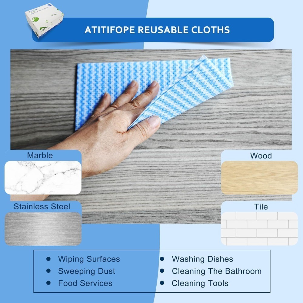 Reusable Cleaning Cloths,50 Count,Thickened Heavy Duty Wipes for