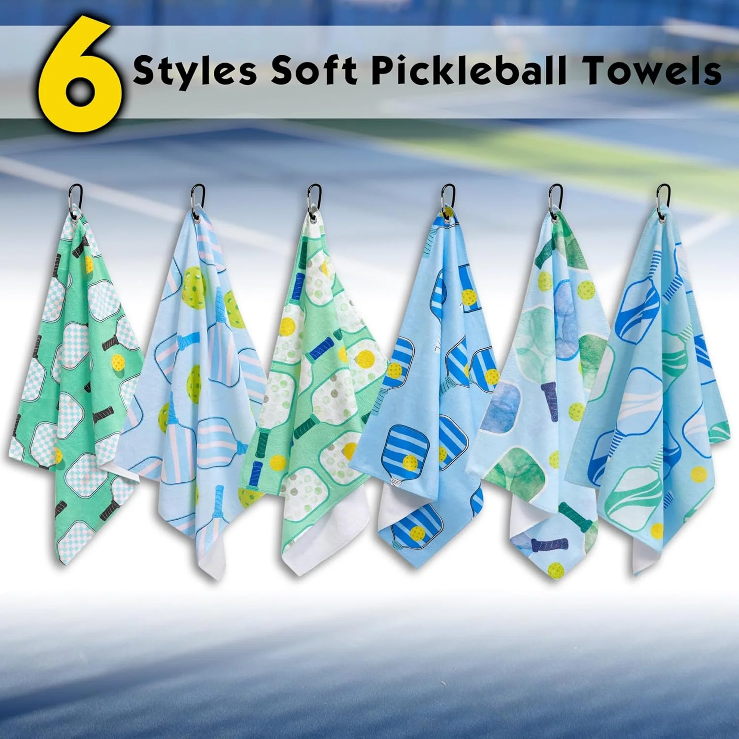 6 Pcs Soft Pickleball Towel 15 x 17 Inch Absorbent Fast Drying Towels for Women