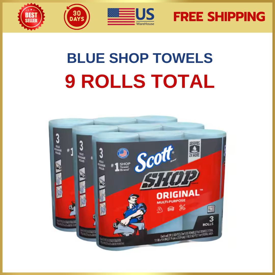 Scott Blue Shop Towels Automotive Cleaning Wipes Disposable 3 Pack
