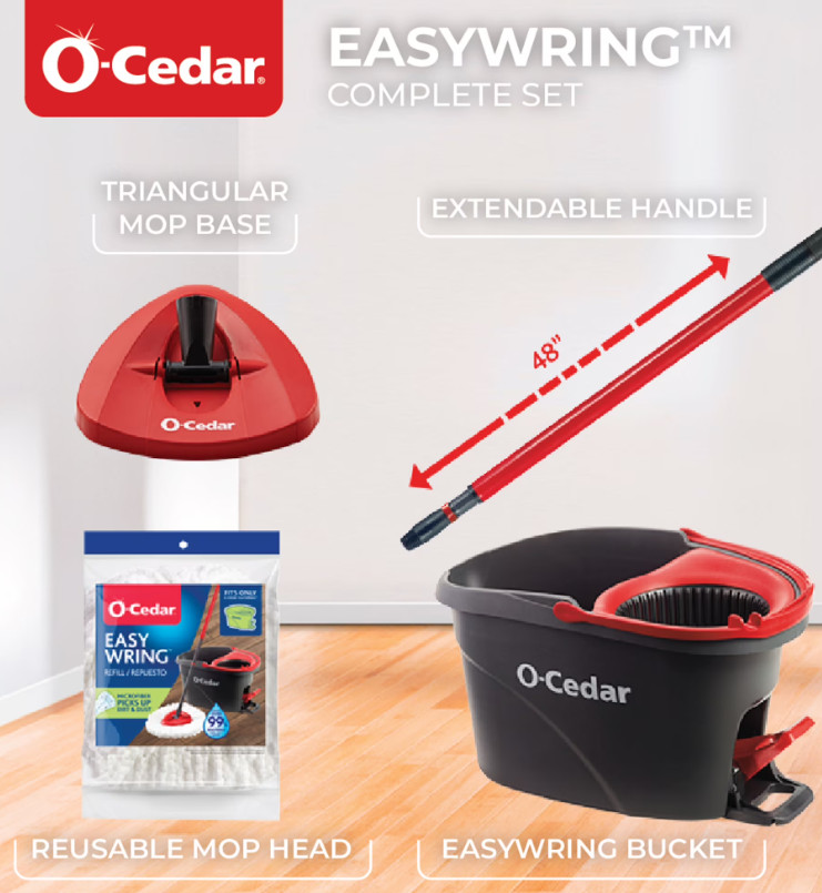 O-Cedar EasyWring Spin Mop & Bucket System Microfiber Floor Cleaning Set