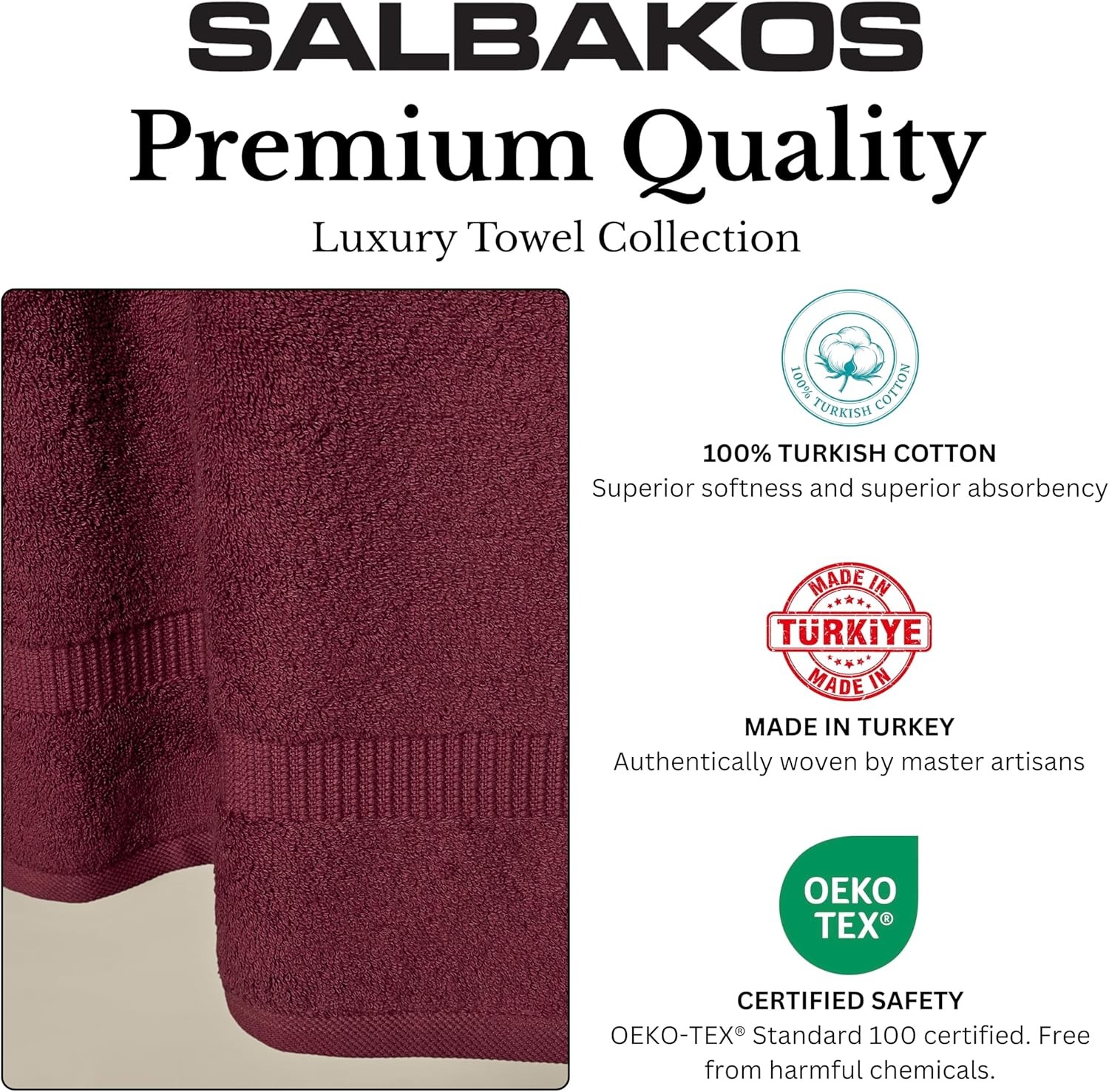 100% Turkish Cotton Bath Towel Set of 4 27×54 inch | Heirloom Quality | Hotel &