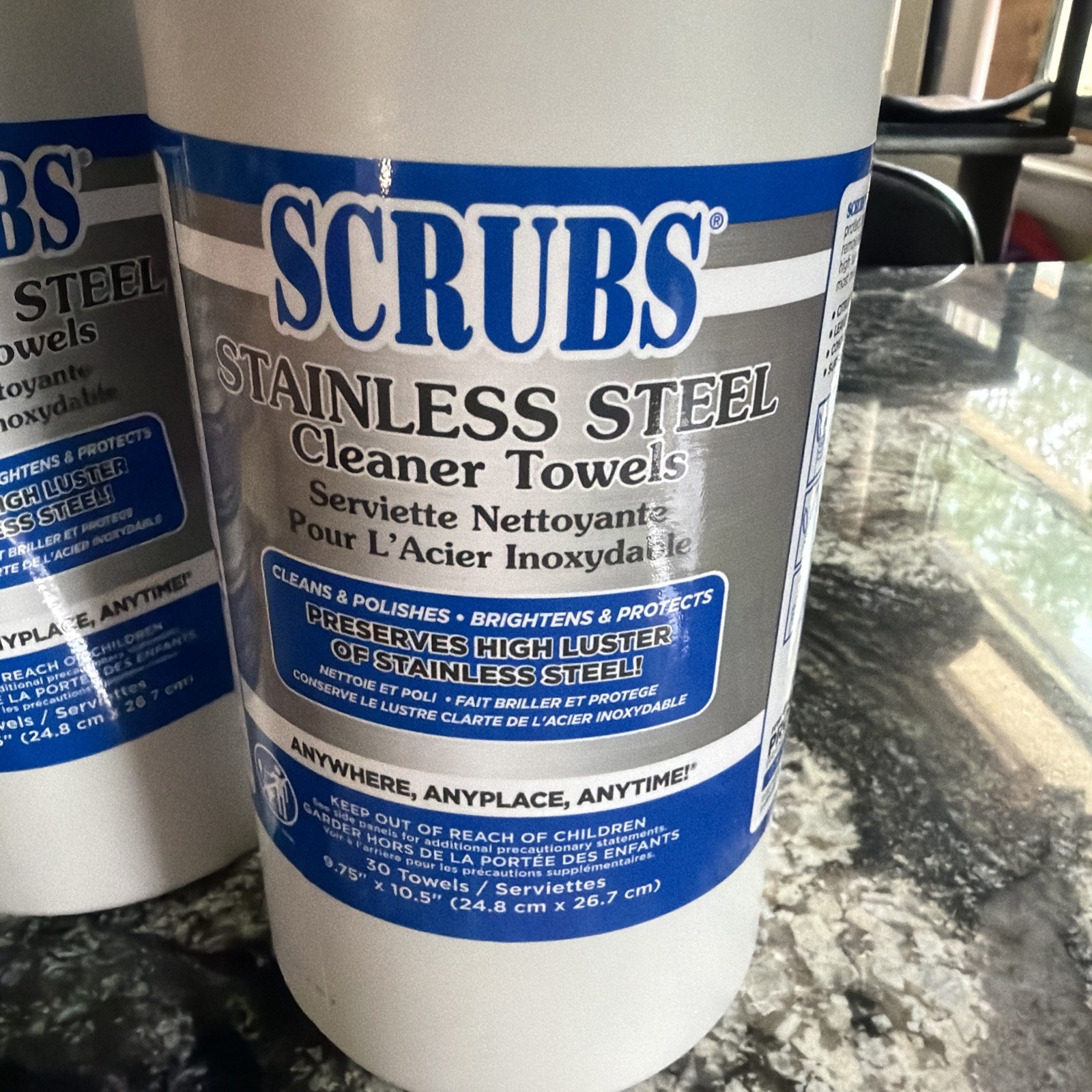 Scrubs Stainless Steel Cleaner Towels 2 30-Count 9.75″x10.5″ Cleans & Polishes