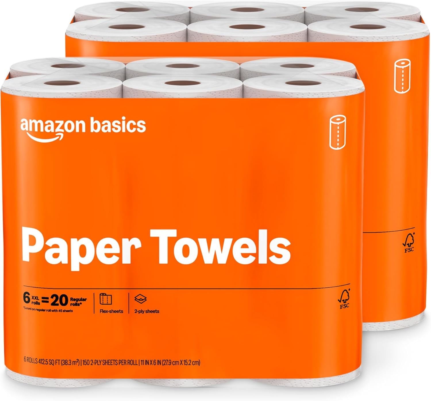 2-Ply Flex-Sheets Paper Towels, 12 Basics Rolls = 40 Regular Rolls, Everyday