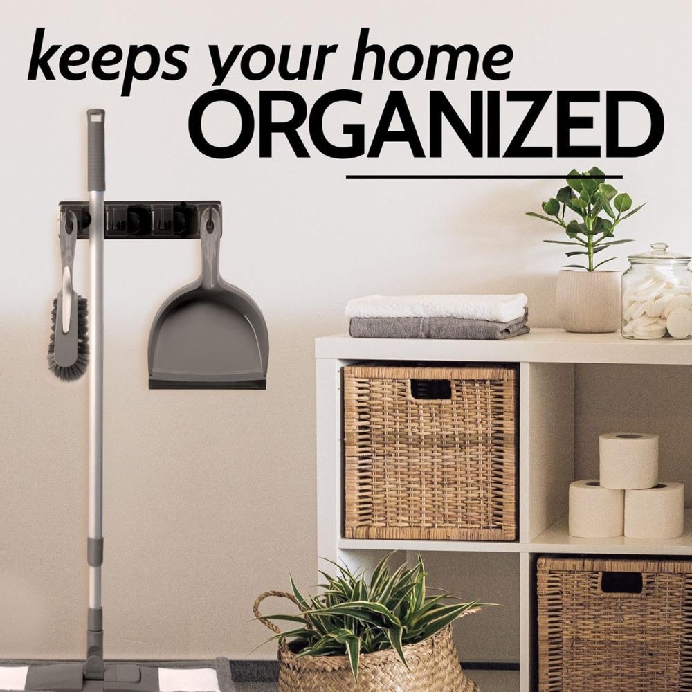 Zulay Home Mop and Broom Organizer Wall Mount – Easy to Install Wall Mount