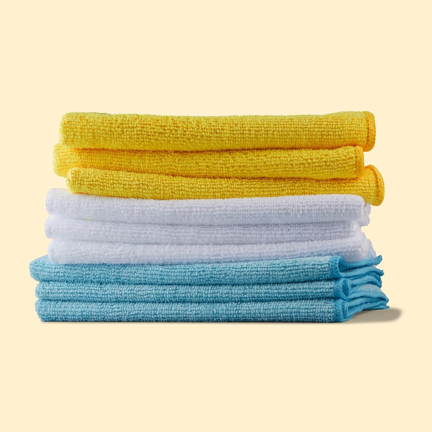 Microfiber Cleaning Cloths, Ultra Absorbent, Blue/White/Yellow, Pack of 24
